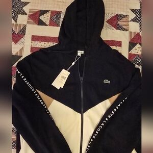 Lacoste Black and Cream Hoodie